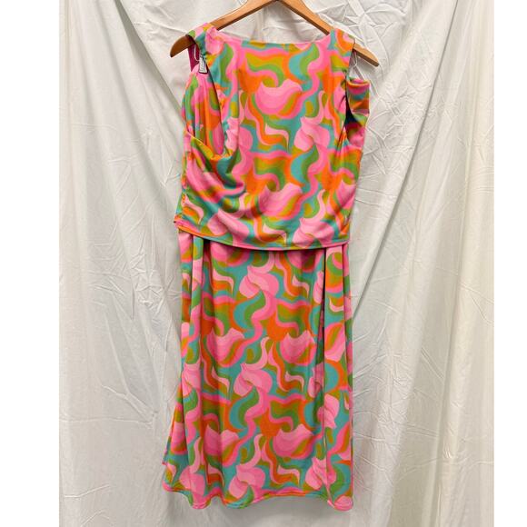 Show Me Your MuMu x Barbie Party Wave Set Retro Print Pink 1X Plus Romantic - Picture 3 of 6